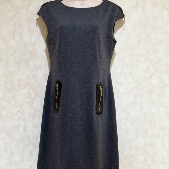 Jessica Howard Charcoal Dress with Gold Zipper Details - Picture 1 of 4